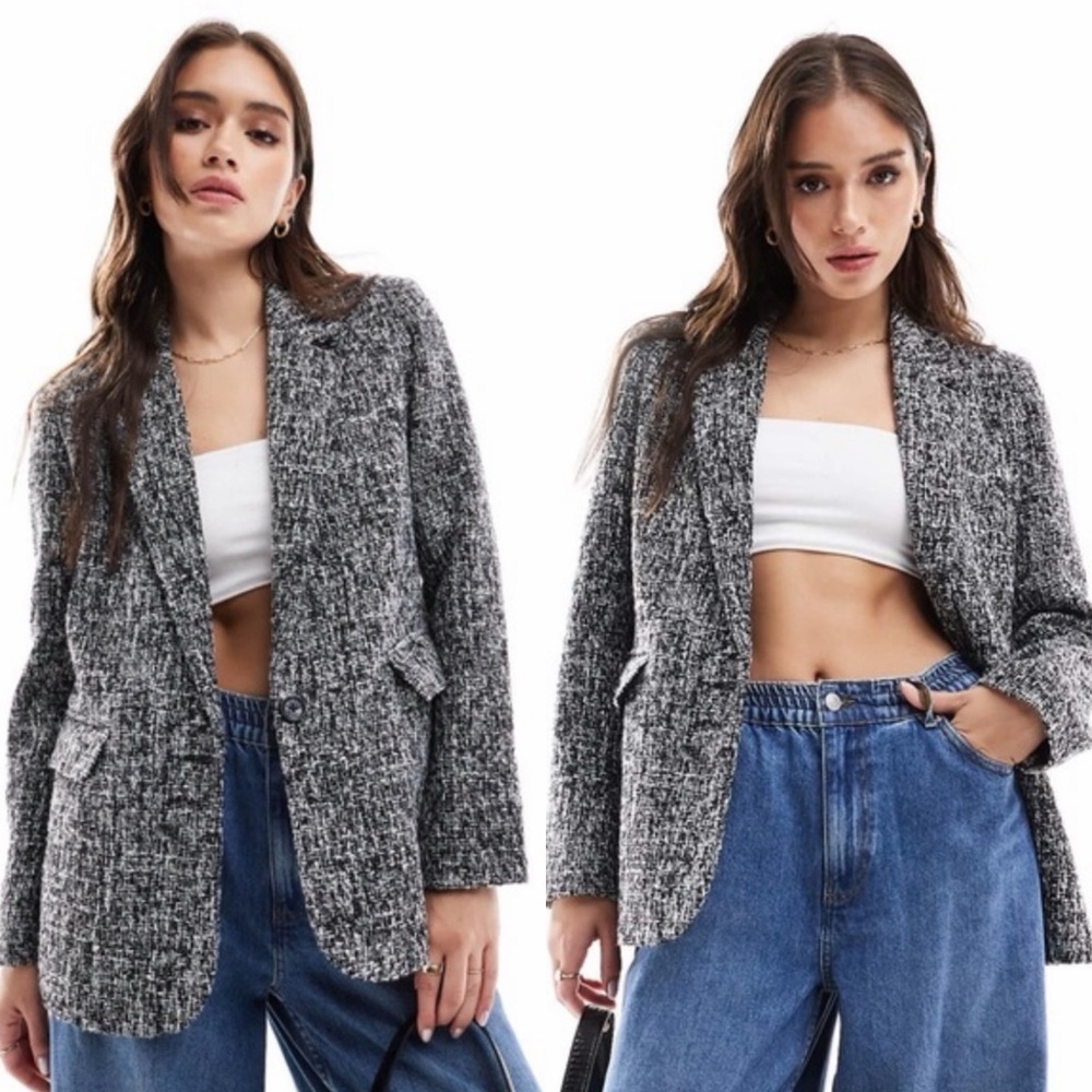 ABERCROMBIE & FITCH Tweed Blazer Black White Size Small